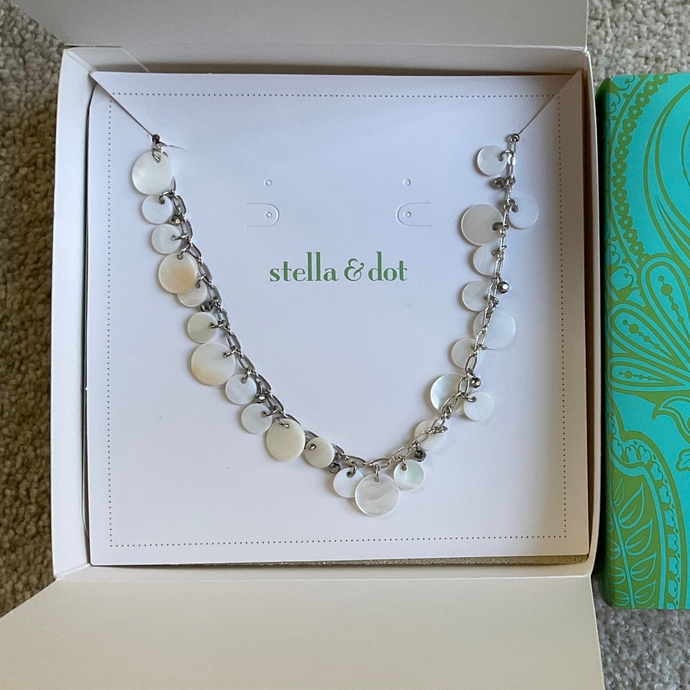 Stella & Dot Toujours MOP Coin Necklace 38"
